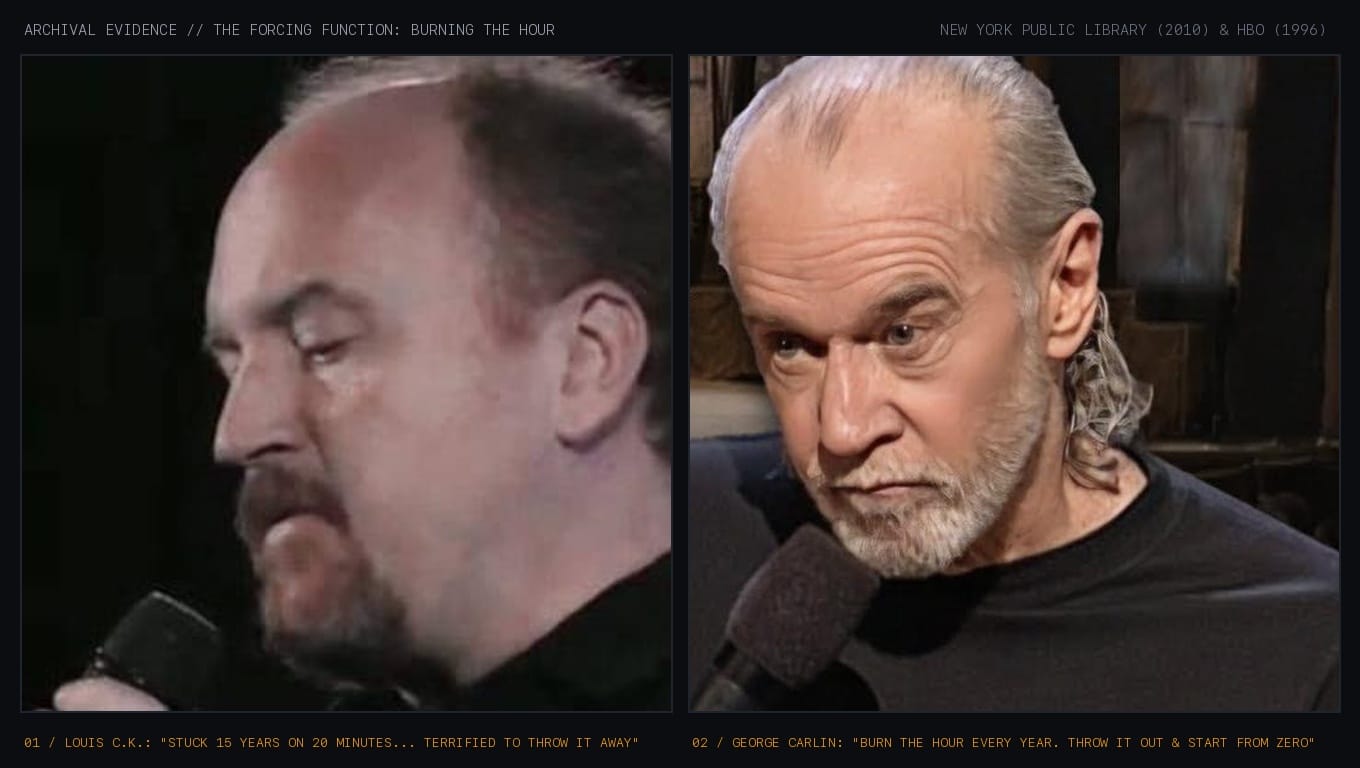 Archival Evidence: Louis C.K. on George Carlin's "Burn the Hour" Discipline (NYPL 2010 & HBO 1996)