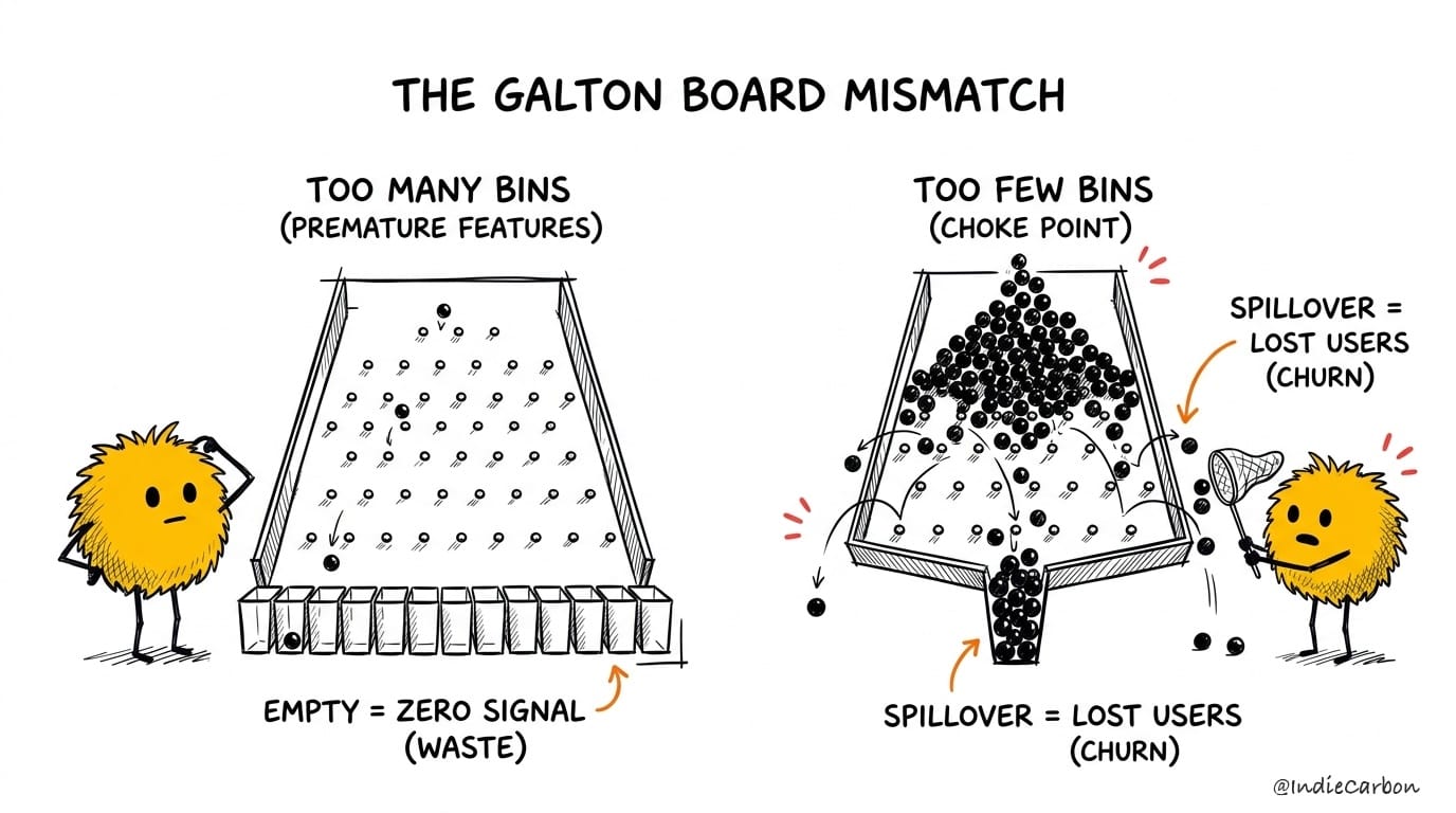 The Galton Board Mismatch: Premature Feature Sprawl vs The Overflow Choke Point